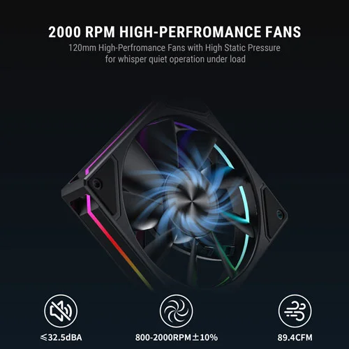 Ant Esports V8 Digital ARGB 120mm Dual Tower CPU Air Cooler with Temperature Display